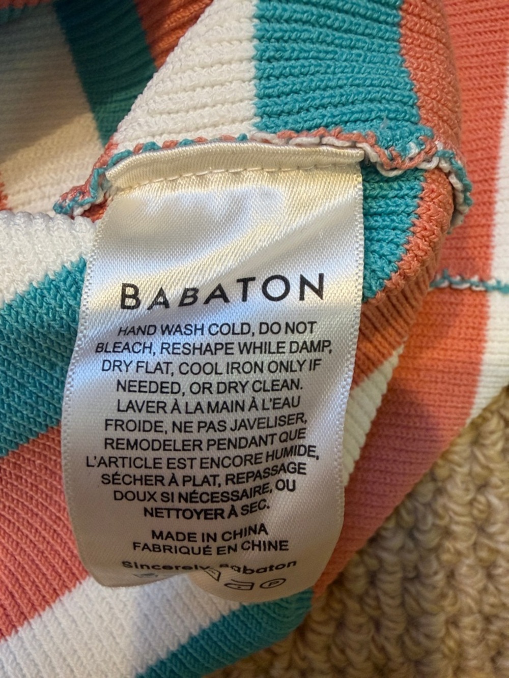 Babaton Aritzia Striped Halter Bodycon Knit Dress Size M Coral Blue White - Picture 6 of 7
